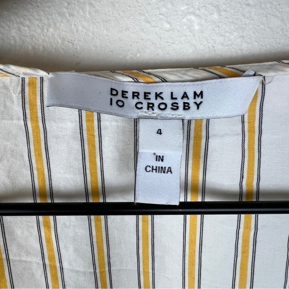 Derek Lam 10 Crosby Bell Sleeve Cropped Tie Waist Striped Top - Picture 4 of 7